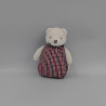 Mini Doudou ours blanc bleu rouge vichy JACADI