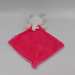 Doudou plat lapin rose blanc orange SUCRE D'ORGE