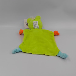 Doudou plat grenouille vert orange bleu BABY CLUB