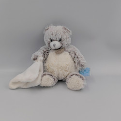 Doudou ours blanc marron mouchoir Flocons BABY NAT