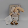 Doudou lapin blanc beige gris étoile mouchoir UN REVE DE BEBE