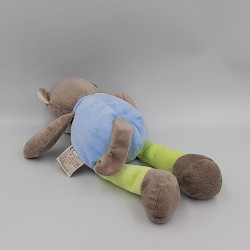 Doudou ours chat gris bleu vert étoiles DOUKIDOU