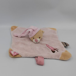 Doudou plat ours rose fusée NATTOU