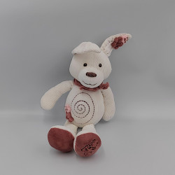 Doudou lapin blanc bordeaux rose HISTOIRE D'OURS