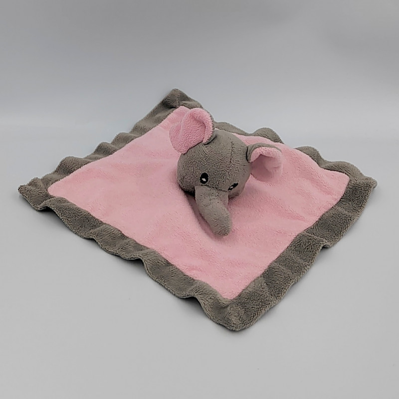 Doudou plat éléphant rose gris SANDY