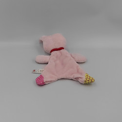 Doudou plat lapin rose vert jaune rouge pois rapiécé NICOTOY