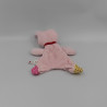 Doudou plat lapin rose vert jaune rouge pois rapiécé NICOTOY