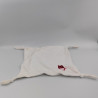 Doudou plat blanc chouette hibou rouge rose VERTBAUDET