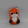 Doudou peluche renard orange marron blanc CARRE BLANC