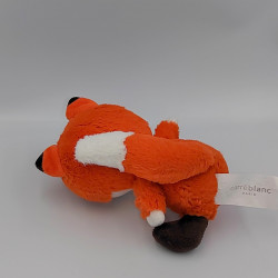 Doudou peluche renard orange marron blanc CARRE BLANC