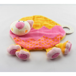 Doudou plat lapin rose vert bleu BABYSUN