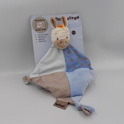 Doudou micro ondable bouillotte zèbre beige bleu Arthur et Louis NATTOU