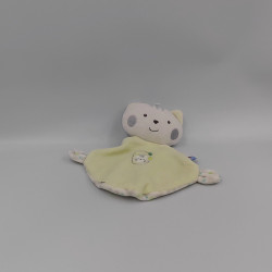 Doudou plat chat tigre blanc jaune vert gris SUCRE D'ORGE