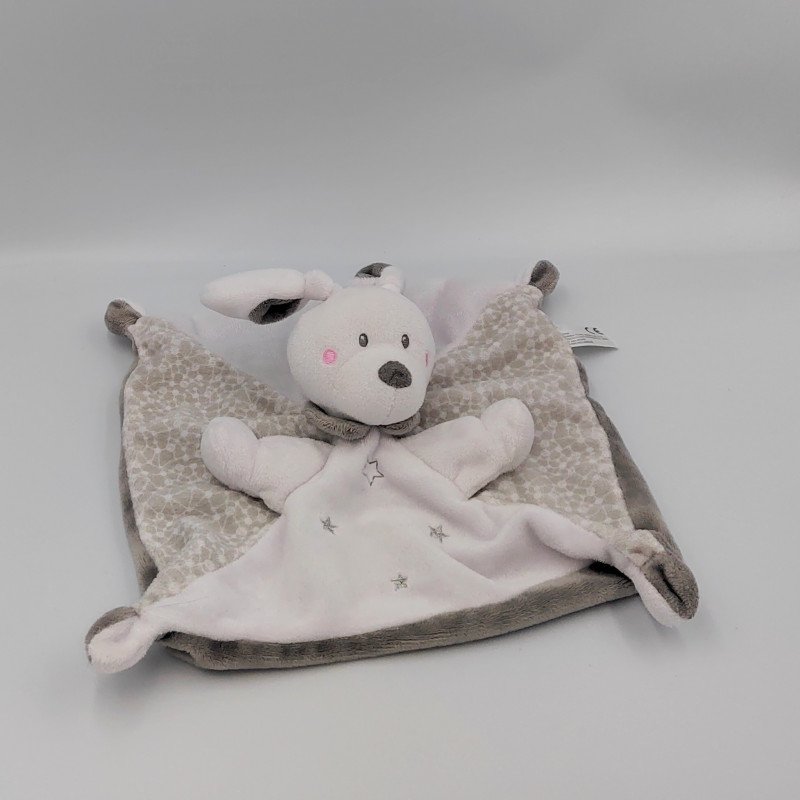 Doudou plat lapin blanc gris NICOTOY SIMBA TOYS