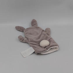 Doudou plat marionnette lapin gris bleu VERTBAUDET