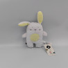 Doudou lapin blanc jaune rayé GRAIN DE BLE