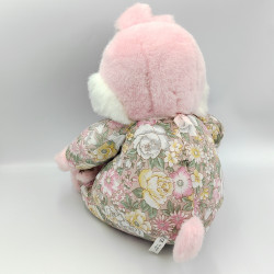 Ancienne peluche lapin rose fleurs chaussons VNK