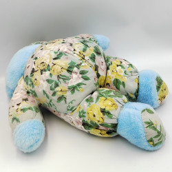 Ancienne peluche ours bleu fleurs