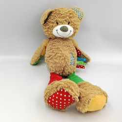 Doudou ours beige marron rouge jaune vert pois SIMBA TOYS NICOTOY