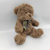 Doudou peluche ours marron noeud bleu doré FUTURA FINANCES