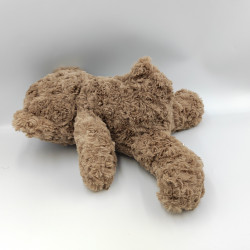 Doudou peluche ours marron noeud bleu doré FUTURA FINANCES