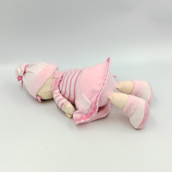 DOUDOU POUPÉE CHIFFON ROSE TENDRE COEUR COROLLE