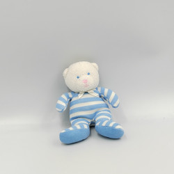 Doudou hochet luminou ours rayé bleu JEMINI