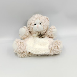 Doudou plat marionnette chat beige blanc HISTOIRE D'OURS