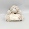 Doudou plat marionnette chat beige blanc HISTOIRE D'OURS