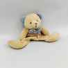 DOUDOU SEMI PLAT OURS BEIGE NOEUD VICHY BLEU VERTBAUDET