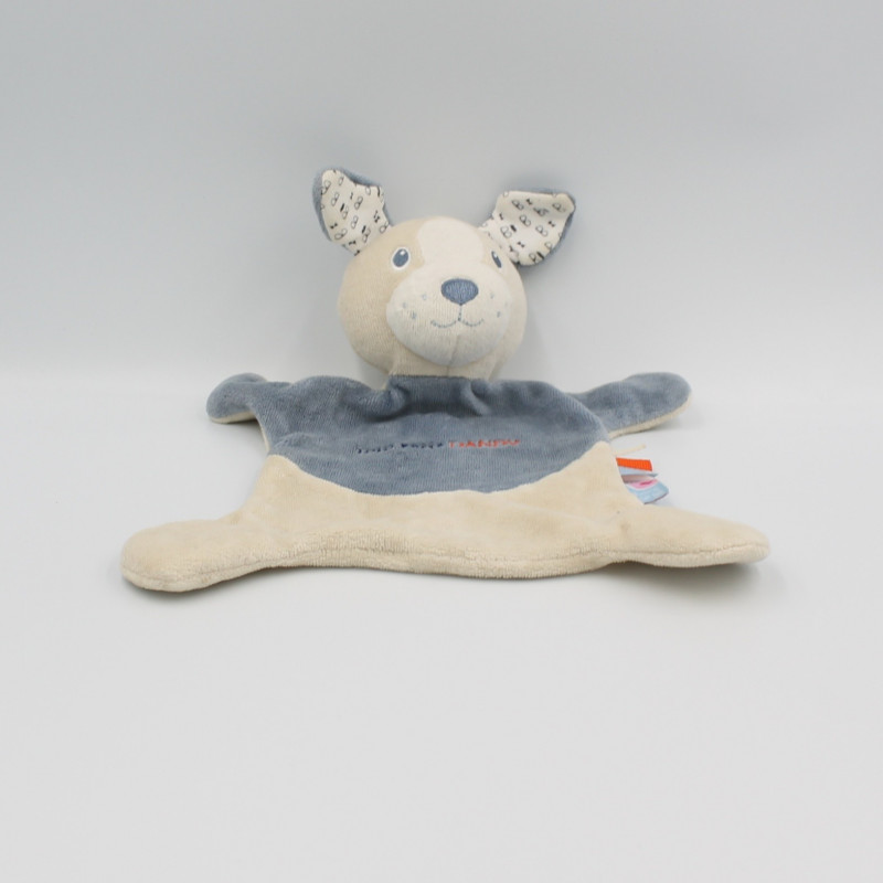 Doudou plat chien bleu beige DANDY SUCRE D'ORGE