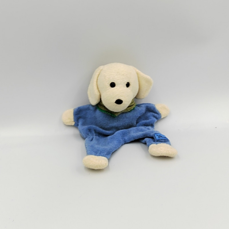 Doudou plat chien blanc bleu vert STERNTALER