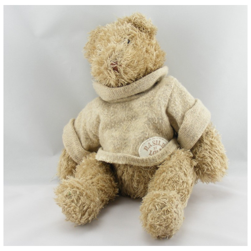 Doudou ours pull écru Basile et Lola MOULIN ROTY