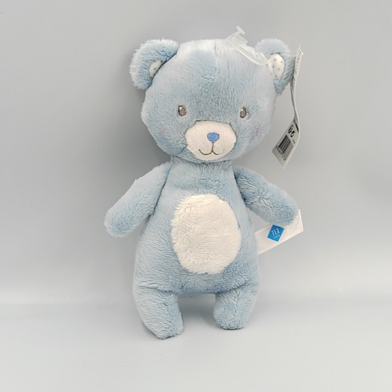 Doudou ours bleu blanc pois TEX