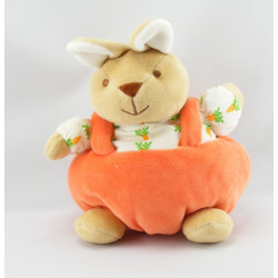 Doudou lapin beige pull vert NOUKIE'S