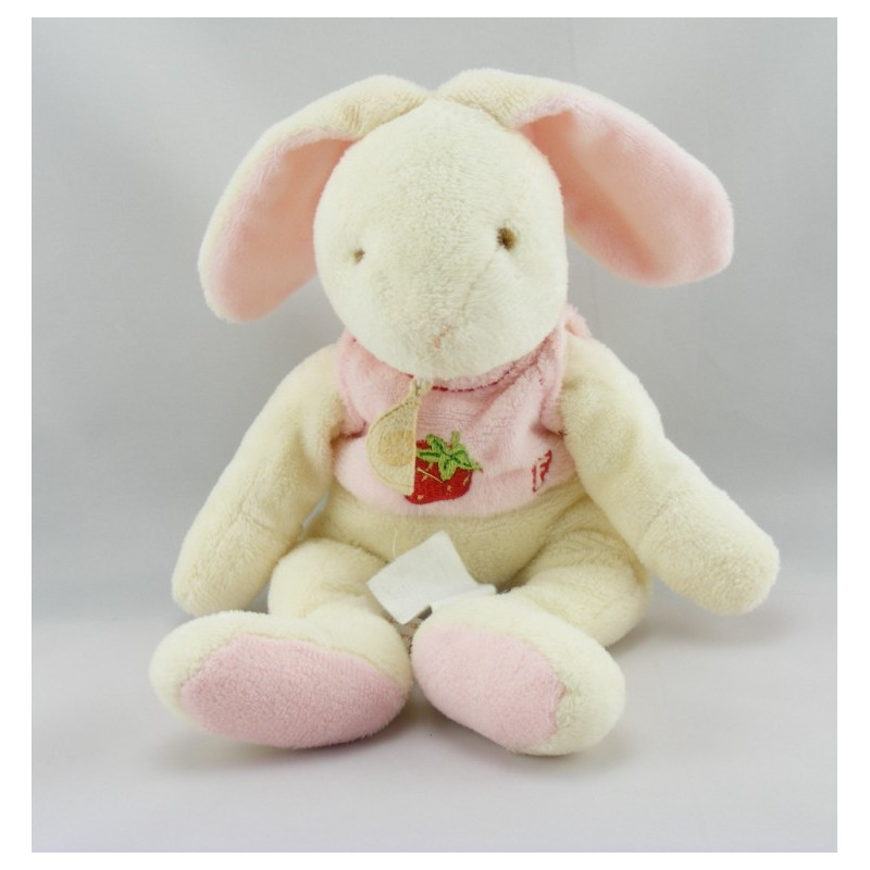 Doudou lapin blanc rouge pomme A BABY NAT