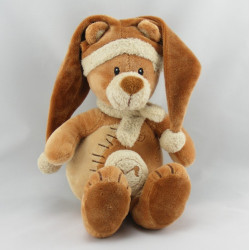 Doudou ours marron rapiécé avec mouchoir BABY NAT