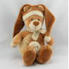 Doudou ours marron rapiécé avec mouchoir BABY NAT