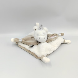 Doudou plat licorne blanche beige argenté BABY NAT