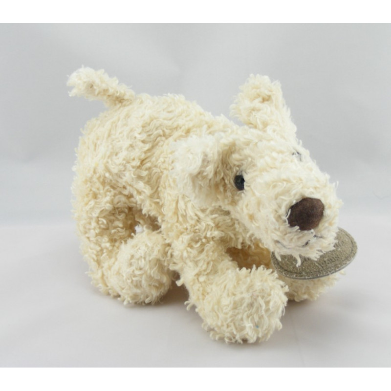 Doudou et compagnie chien couché blanc marron
