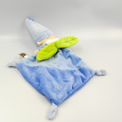 Doudou plat lutin fée bleu vert ailes NICOTOY