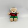 Doudou ours beige vert rouge BENGY