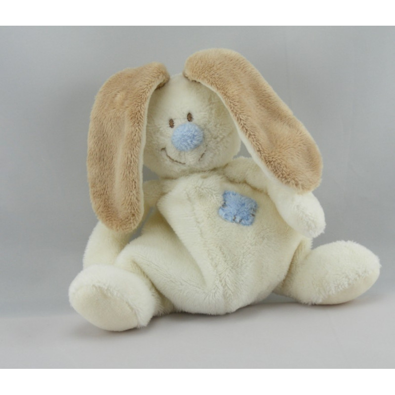 Mini Doudou lapin beige nez bleu Bloupi JOLLYBABY