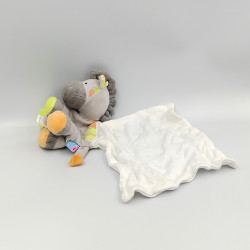 Doudou cheval gris vert orange mouchoir cajou SUCRE D'ORGE