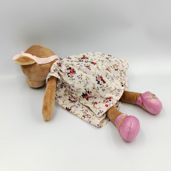 Doudou ours marron robe fleurs BUKOWSKI