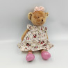 Doudou ours marron robe fleurs BUKOWSKI