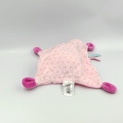 Doudou et compagnie plat chat rose blanc étoiles Abracadabra