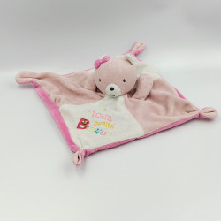 Doudou plat ours chat rose des tous petits bisous MOTS D'ENFANTS