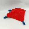 Doudou plat ours bleu vert rouge laine rayé NICOTOY