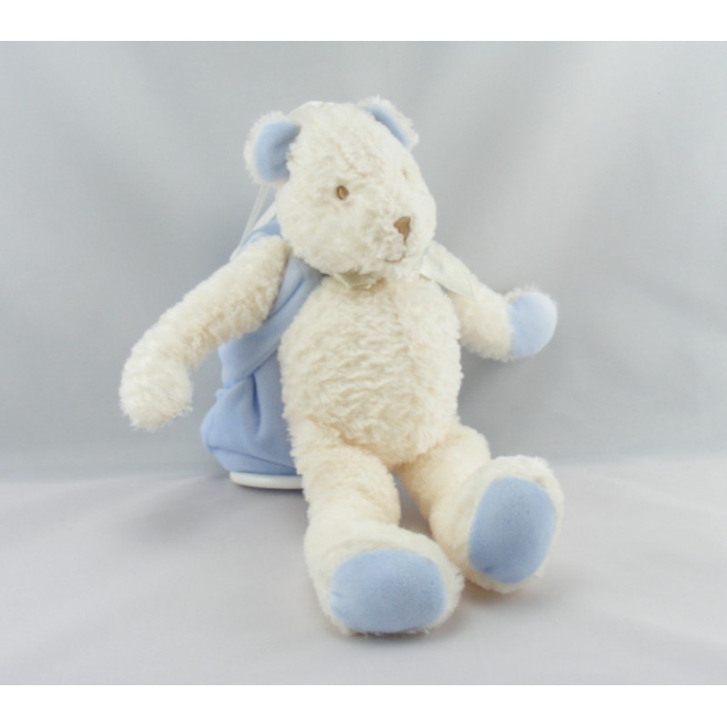 Doudou ours blanc bleu SUCRE D'ORGE
